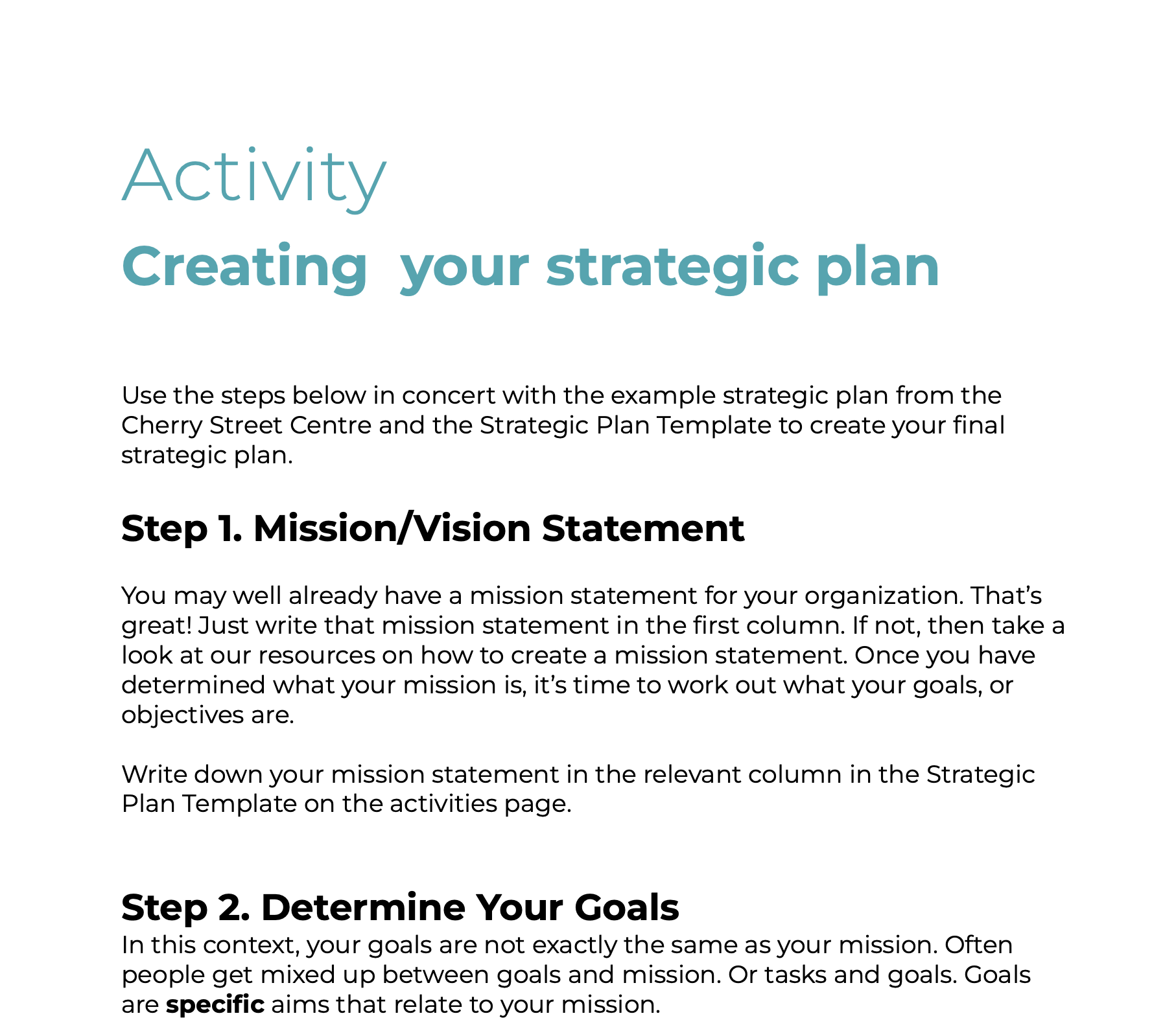 A tiny thumbnail image of the document "Activity: Creating Your Strategic Plan "