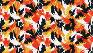 An abstract design with red, yellow, orange, black and white elements. Generated by AI.